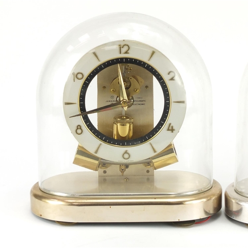 2205 - Two Junghans Anticlimatic electronic mantel clocks with glass domes, each 23.5cm high