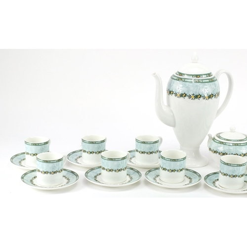 2111 - Wedgwood Clementines twelve place coffee service, the coffee pot 26.5cm high