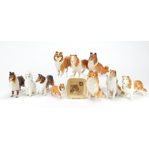 2219 - Predominantly hand painted collie dogs including Beswick, USSR and Royal Doulton, the largest 16.5cm... 