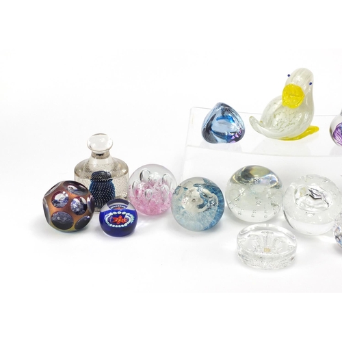 2067 - Colourful glass paperweights and animals including  Caithness and Helen Millard, the largest 11.5cm ... 