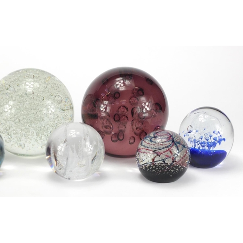 2211 - Colourful glass paperweights including a large Mdina example and Caithness Moon Landing limited edit... 