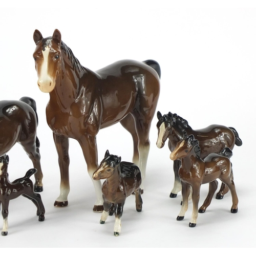 2168 - Seven Beswick horses and foals, the largest 21cm high