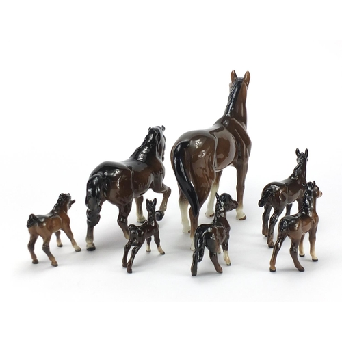 2168 - Seven Beswick horses and foals, the largest 21cm high