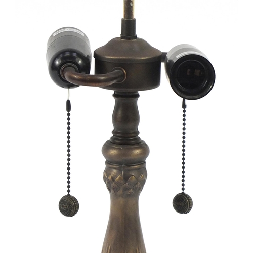 2198 - Art Nouveau style bronzed naturalistic table lamp, 57cm high