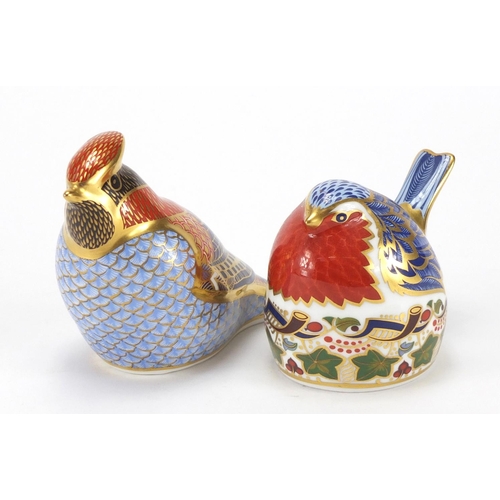 2241 - Two Royal Crown Derby bird paperweights with stoppers, the largest 11.5cm in length