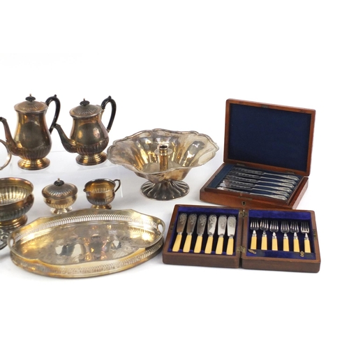 2142 - Silver plate including Viners of Sheffield four piece tea and coffee service, oval trays and canteen... 