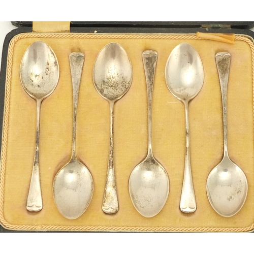 2284 - Two sets of silver teaspoons, Birmingham and Sheffield hallmarks, with fitted cases, the largest 11c... 