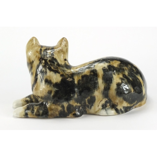 2192 - Large Winstanley pottery seated cat with beaded eyes, 32cm in high