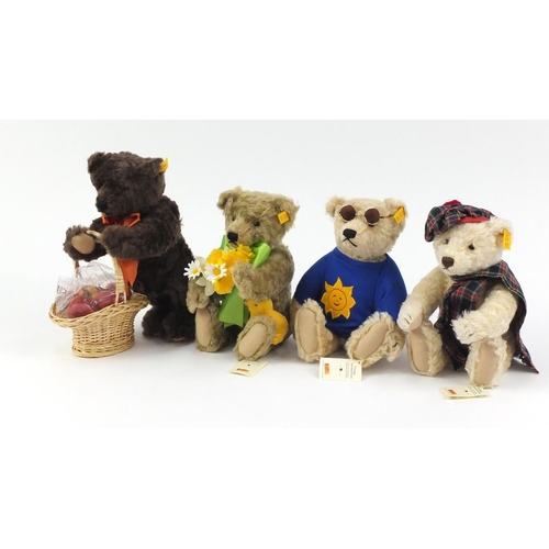 2252 - Four Steiff teddy bears with certificates, Scrumpy serial number 857, Sunny serial number 2030, Dyla... 