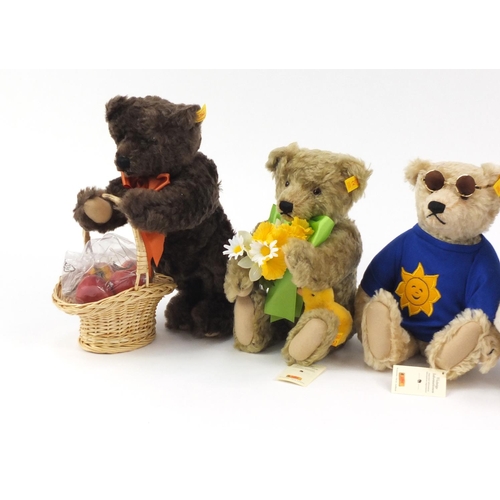 2252 - Four Steiff teddy bears with certificates, Scrumpy serial number 857, Sunny serial number 2030, Dyla... 