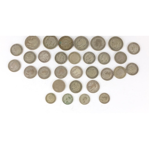 2301 - Mostly British pre 1947 coins including florins and shillings, approximate weight 333.0g