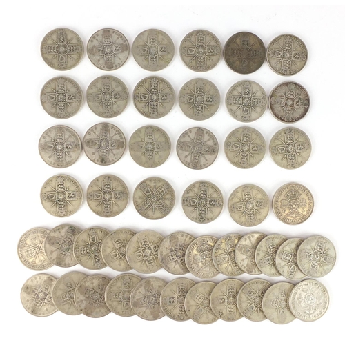 2300 - British pre 1947 florins, approximate weight 510.0g