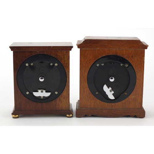 2163 - Two mahogany cased Elliott mantel clocks, retailed by Bruford and Russells both with silvered chapte... 