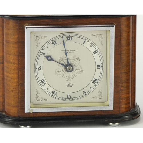 2181 - Two Elliott mantle clocks both retailed by Wilson & Sharp of Edinburgh and with silvered chapter rin... 