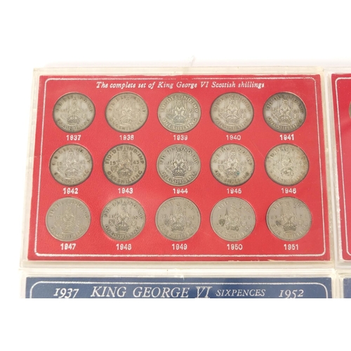 2296 - British coins with cases including the complete set of King George VI Scottish shillings and coinage... 