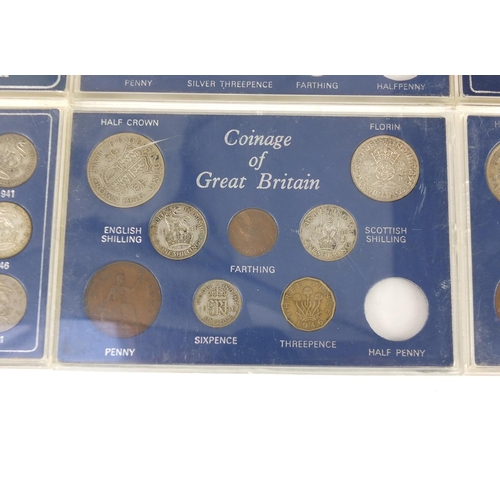 2296 - British coins with cases including the complete set of King George VI Scottish shillings and coinage... 