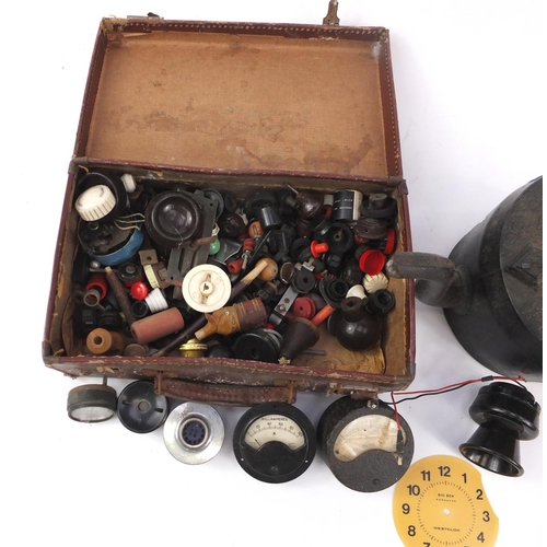 865 - Miscellaneous items including a Holcroft cast iron teapot, Military shell case and Bakelite electric... 