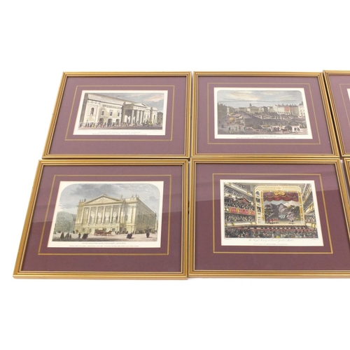 476 - Opera Houses, set of six coloured engravings, published by The Foye Gallery including Convent Garden... 
