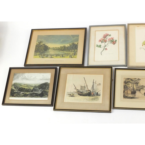 517 - Antique and later engravings and prints including a pair of etchings by Henry G Walker