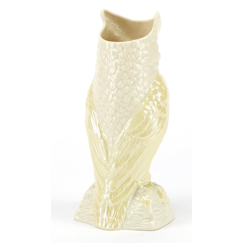 465 - Belleek porcelain owl vase, 20.5cm high