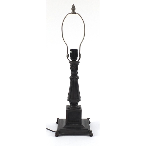 139 - Bronzed Art Nouveau style table lamp, 61cm high