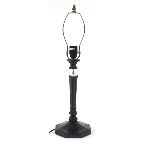 97 - Bronze style and crystal table lamp, 62cm high