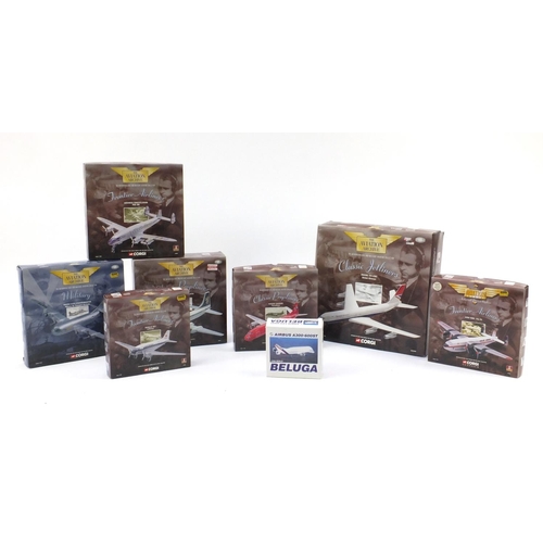 2341 - Predominantly Corgi aviation archive die cast model, with boxes including Boeing 707-336c British Ar... 
