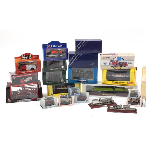 2330 - Die cast model vehicles and ships including Gilbow models, Corgi Classics fire engines and Royal Mai... 