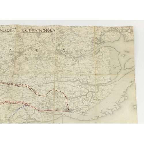 914 - Edward Stanford folding canvas map of railway routes, 140cm x 77cm