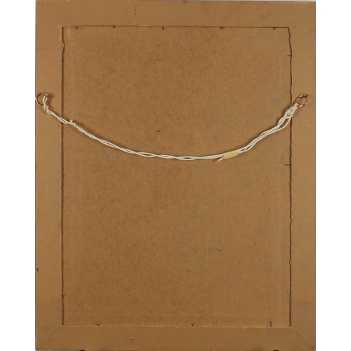 2073 - Still life before boats, Irish school gouache on card, bearing a signature Markey, framed, 37.5cm x ... 