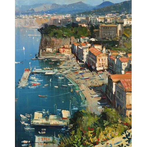 2122 - Sorrento, Marina Grande, oil on board, bearing an indistinct signature, inscriptions and certificate... 