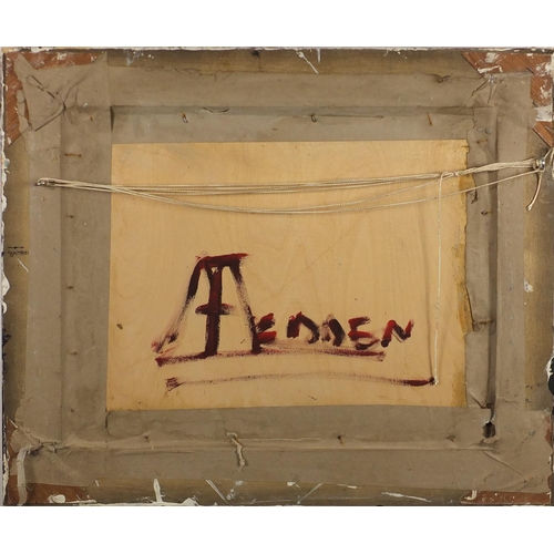 2150 - After Mary Fedden - Still life, oil on board, inscribed verso, framed, 49.5cm x 39.5cm