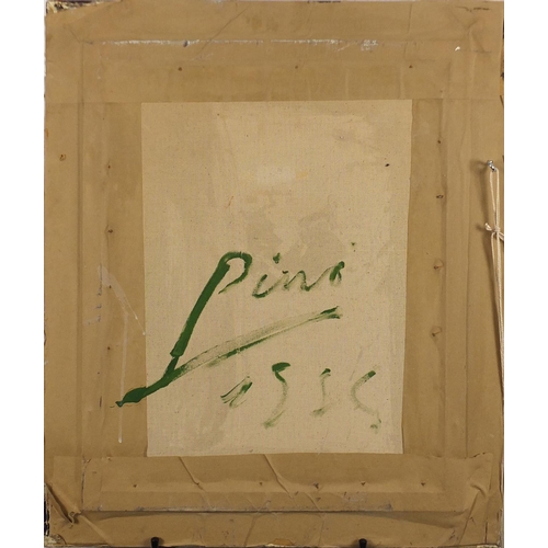 2156 - Figures in a restaurant, Italian school oil on board, bearing a signature Pino, framed, 50cm x 39cm