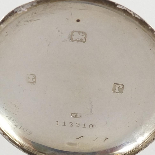 2425 - Gentleman's silver open face pocket watch with subsidiary dial, Birmingham 1916, 5cm in diameter