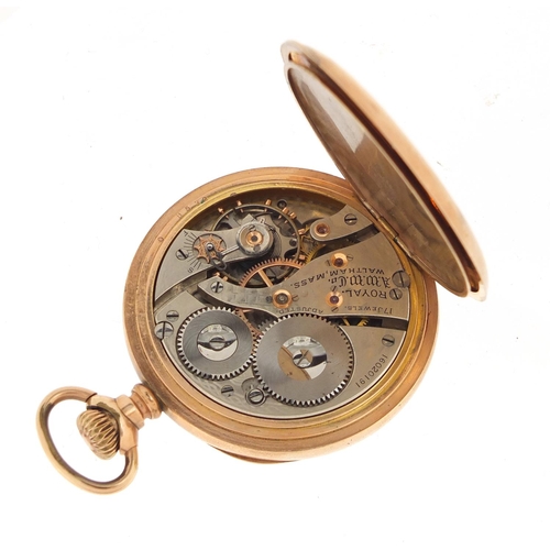 2416 - Gentleman's Waltham gold plated open face pocket watch with subsidiary dial, the movement numbered 1... 