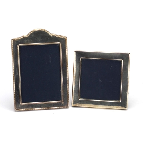 2270 - Two silver easel photo frames, Sheffield 1988 and 1992, the largest 17cm high