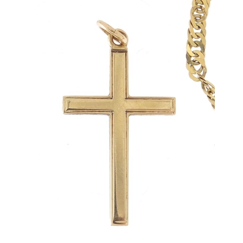 2357 - 9ct gold necklace and two pendants including a cross, the necklace 44cm in length, approximate weigh... 