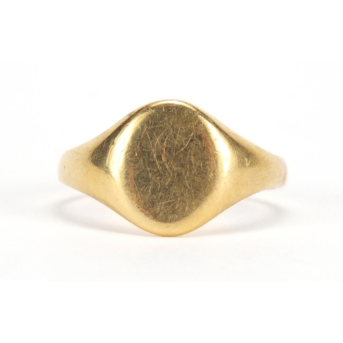 2345 - 18ct gold signet ring, size W, approximate weight 7.0g
