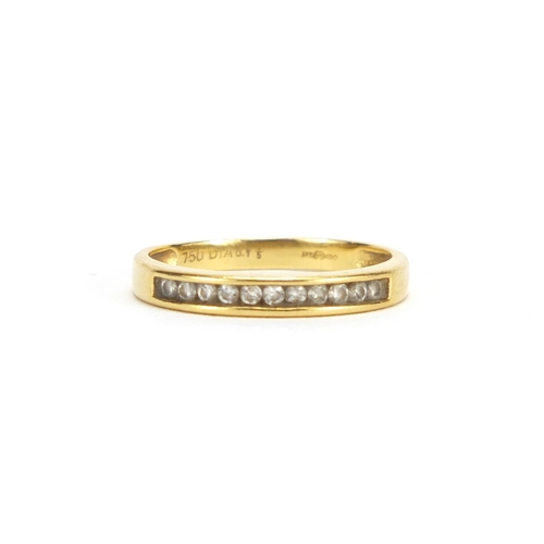2358 - 18ct gold diamond half eternity ring, size K, approximate weight 2.0g