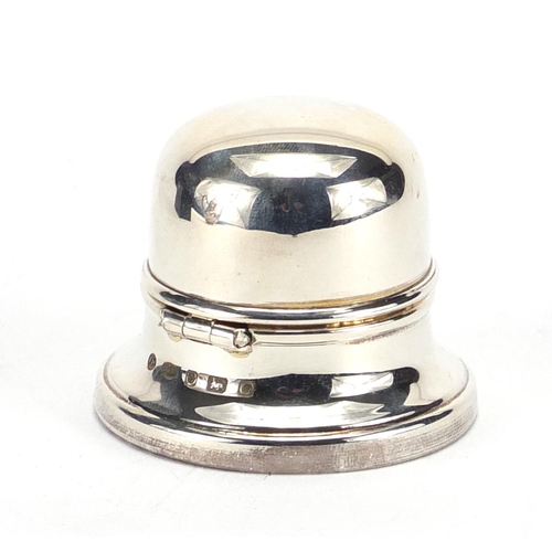 2261 - Silver ring box in the form of an inkwell, by Francis Howard, 4.5cm high, approximate weight 43.8g