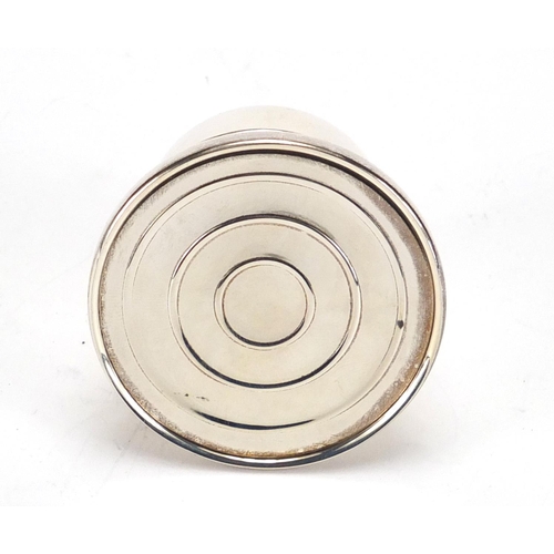 2261 - Silver ring box in the form of an inkwell, by Francis Howard, 4.5cm high, approximate weight 43.8g