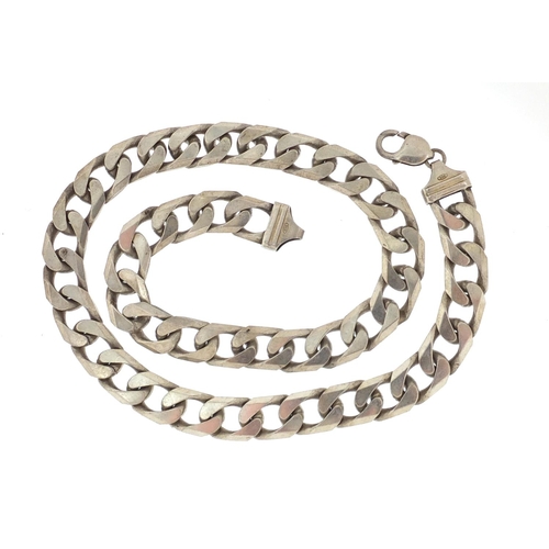 2373 - Large gentleman's silver curb link necklace, 50cm in length, approximate weight 157.5g