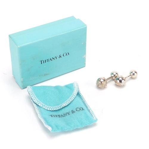 2414 - Pair of silver Tiffany & Co Atlas cuff links, 3cm in length, with cloth pouch and box, approximate w... 