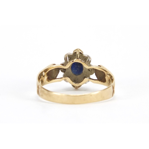 2399 - 9ct gold sapphire and diamond ring, size Q, approximate weight 2.0g