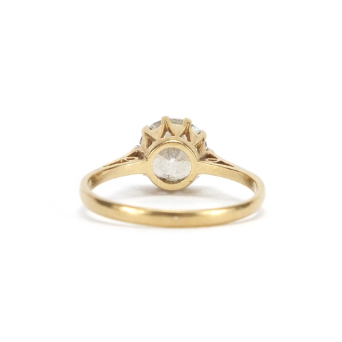 2429 - 9ct gold clear stone solitaire ring, size O, approximate weight 2.1g