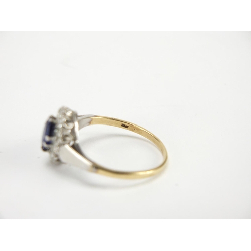 2396 - 9ct gold blue and clear stone ring, size Q, approximate weight 2.2g