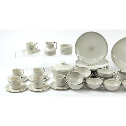 2113 - Royal Doulton Morning Star dinner and teaware including lidded tureens, dinner plates, cups and sauc... 