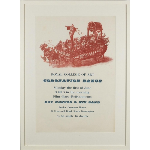 60 - Royal College of Art Coronation Dance poster, mounted and framed, 47cm x 32cm