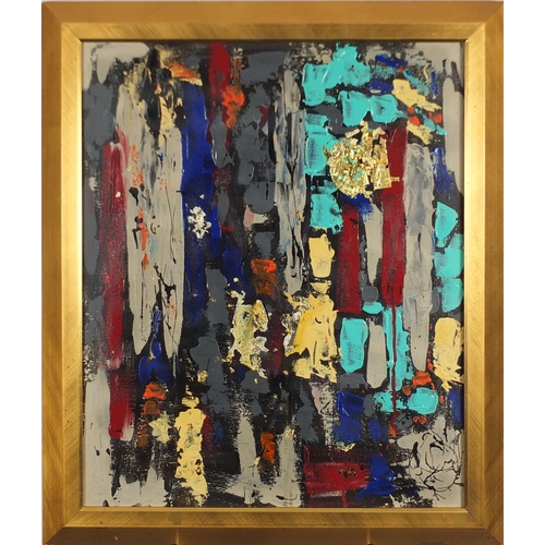 508 - Abstract composition, mixed media on canvas, framed, 59cm x 49cm