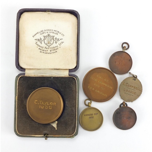 1017 - Objects including sports jewels, Rifle Club medallions and World War II Atlantic star
